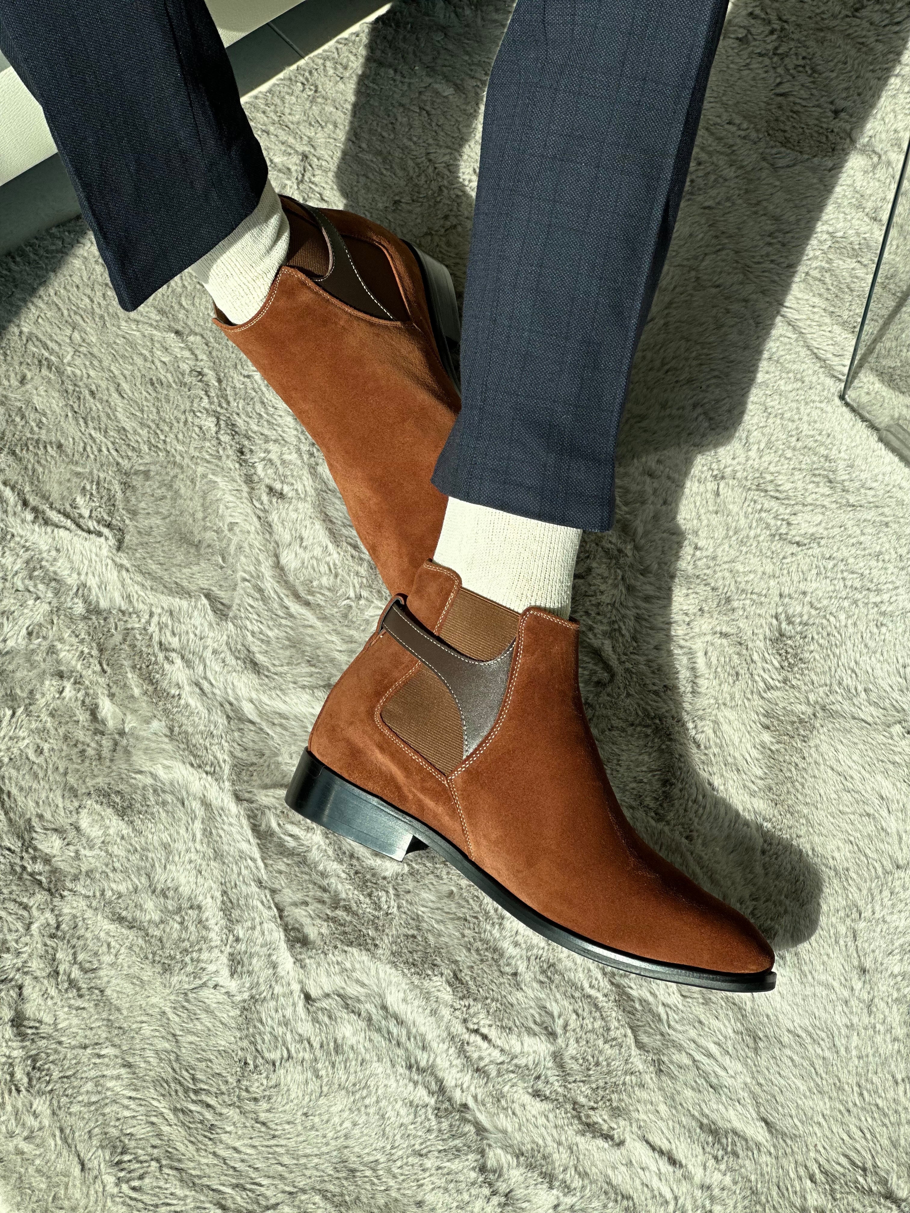 Brown Suede Chelsea Boots (3.1″Boost)